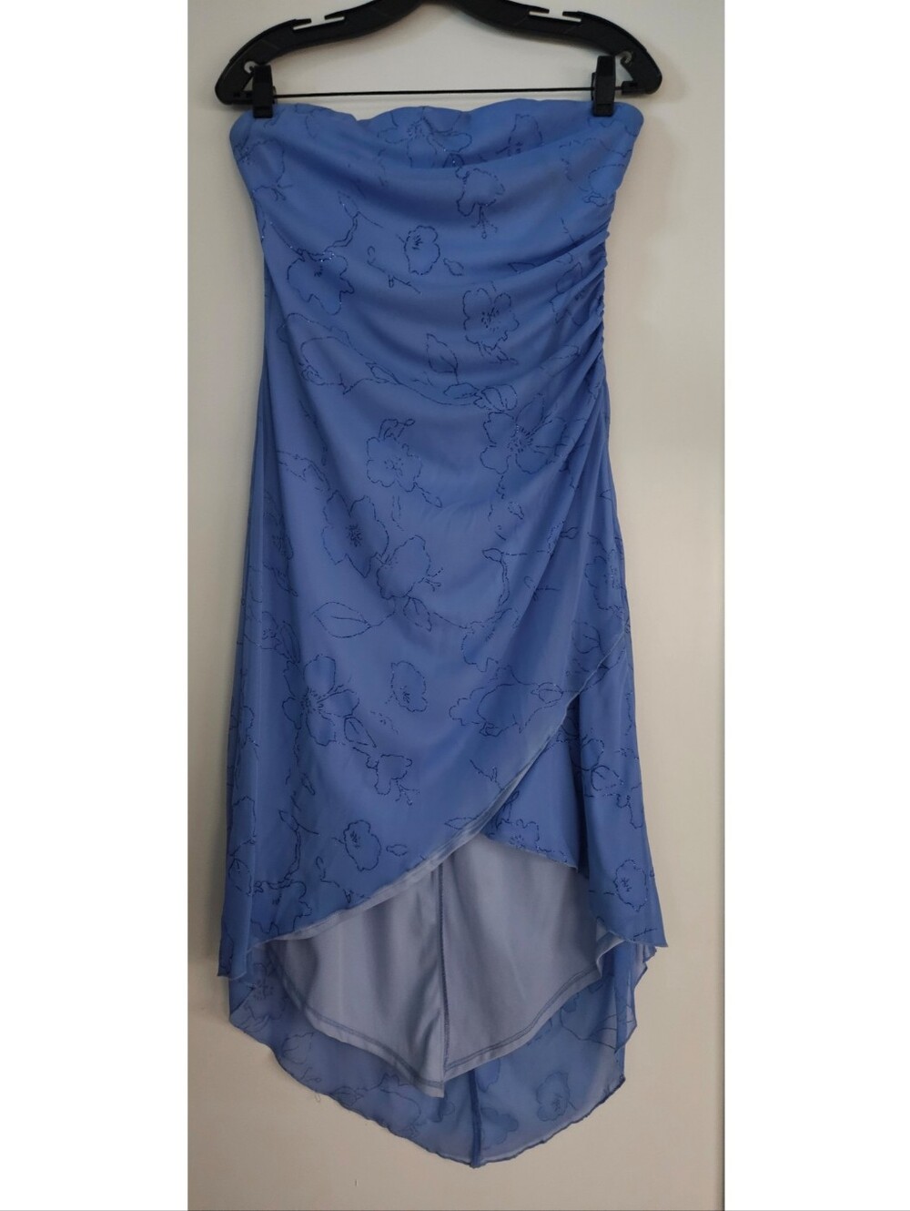 Vintage 90s Y2K Rampage Strapless High Low Midi Slip Dress Fairy Floral XL